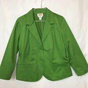 Talbots Cotton Blazer Kermit Green Sz 12P